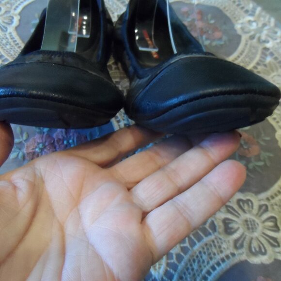 Prada Green/Black Camo Print Elastic Canvas/Leather Ballet Flats Size 7 - Picture 7 of 16